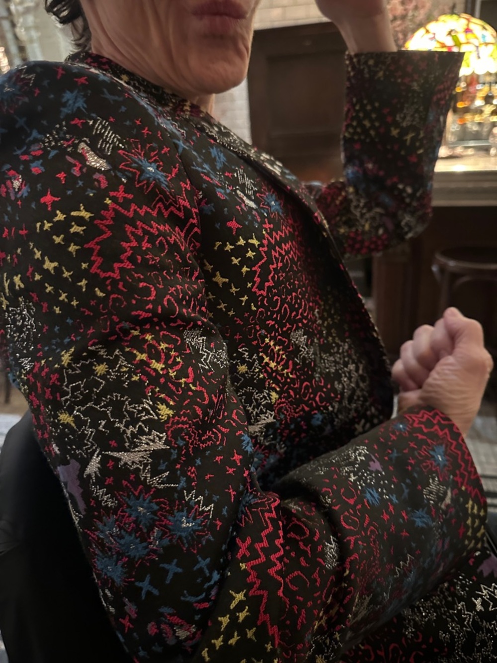Zadig & Voltaire Black Jacket with Red, Blue, Yellow & Silver Embroidery